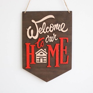 Bảng gỗ WELCOME TO OUR HOME