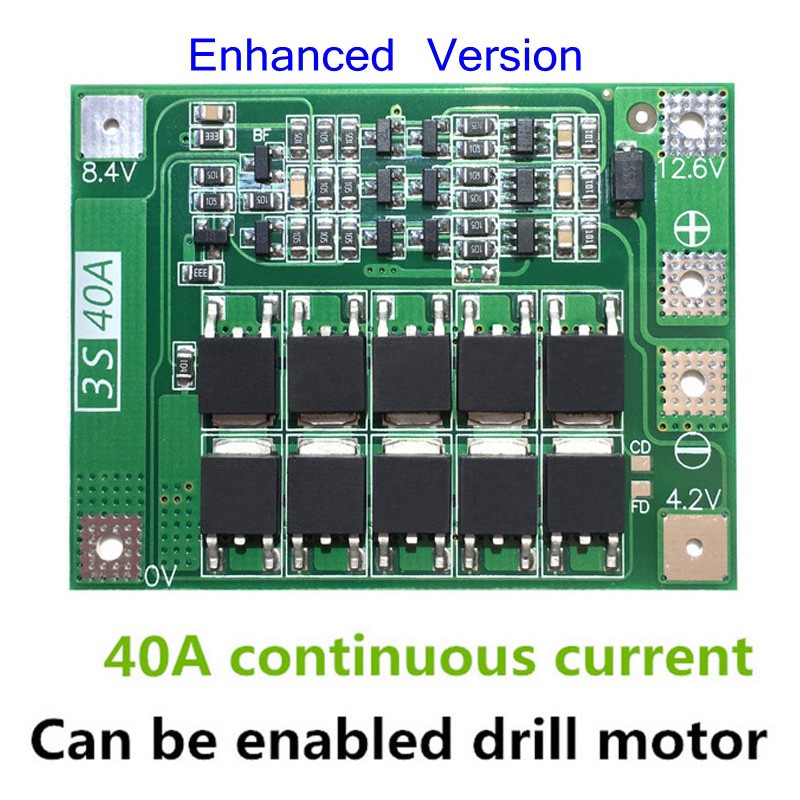 3S 40A Li-Ion Lithium Battery Charger Protection Board PCB BMS