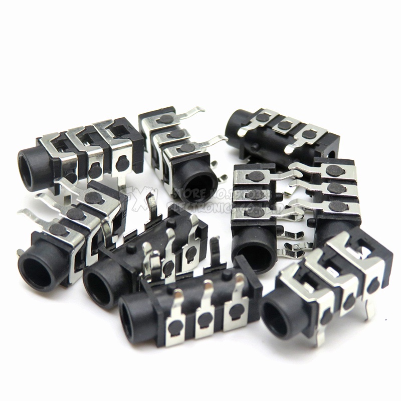 Set 10 Đầu Nối Âm Thanh PJ-313 PJ313 DIP 5Pin 3.5mm Female Màu Đen