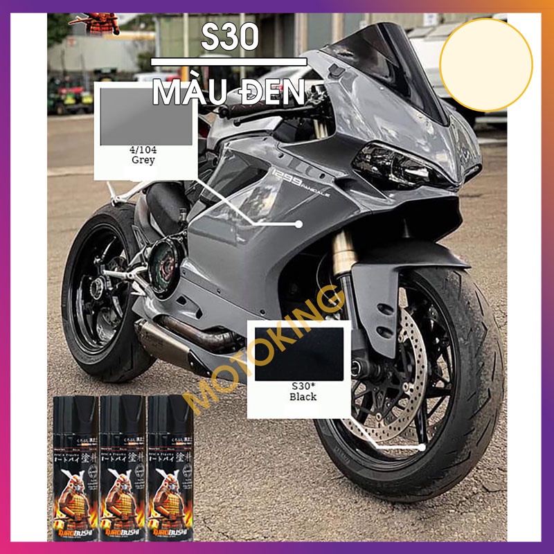 Sơn Samurai màu đen S30 chính hãng, sơn xịt dàn áo xe máy chống nứt nẻ, kháng xăng