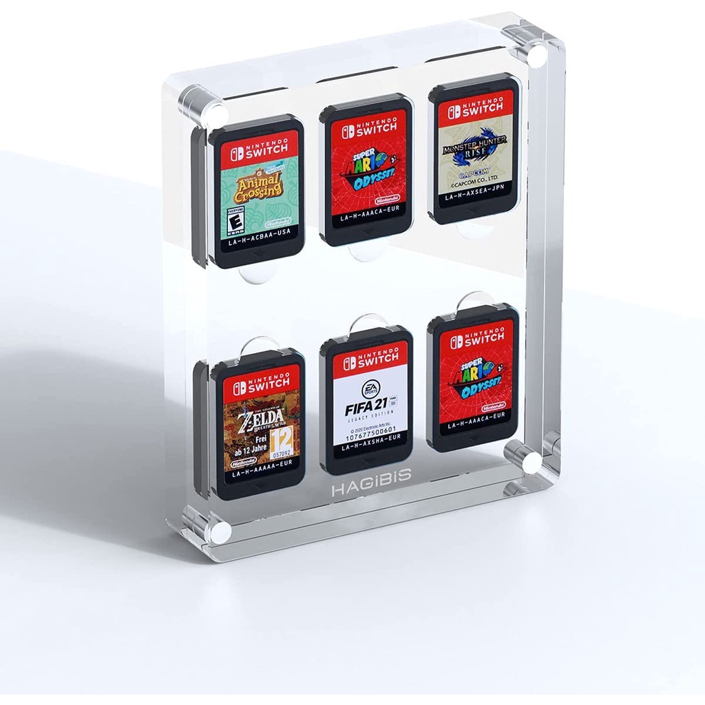 Hộp acrylic trong suốt 6 ngăn chống sốc đựng thẻ game Nintendo Switch Ns chuyên nghiệp