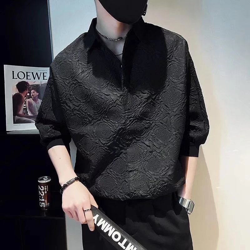 Áo Sơ Mi Tay Ngắn Dáng Rộng Màu Trơn Đơn Giản Thời Trang Hàn Quốc Cho Nam fashion áo nam đẹp simple lụa áo nam tay lỡ áo sơ mi nam ngắn tay áo sơ mi nam form rộng