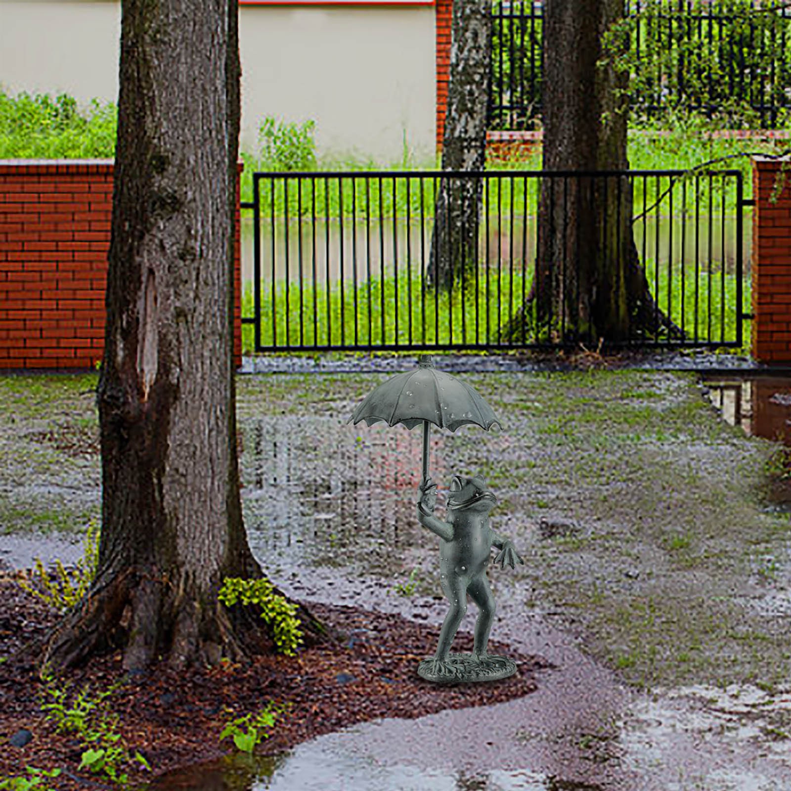 ☆YOLA☆ Spitter Resin Frog Home Umbrella Frog Statue Animal Sculpture Carving Decoration Patio Decor Garden Landscape Handicraft Exquisite Figurine