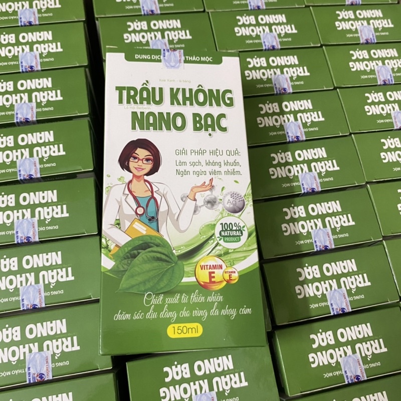 Dung dịch vệ sinh phụ nữ Xoài xanh lá bàng TRẦU KHÔNG NANO BẠC giúp làm sạch kháng khuẩn ngăn ngừa viêm nhiễm