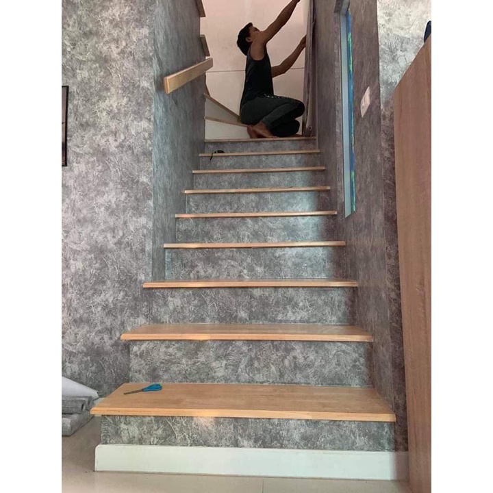 Cuộn giấy dán tường giả bê tông xi măng, có sẵn keo mặt sau, kích thước: 0.45x10m/cuộn