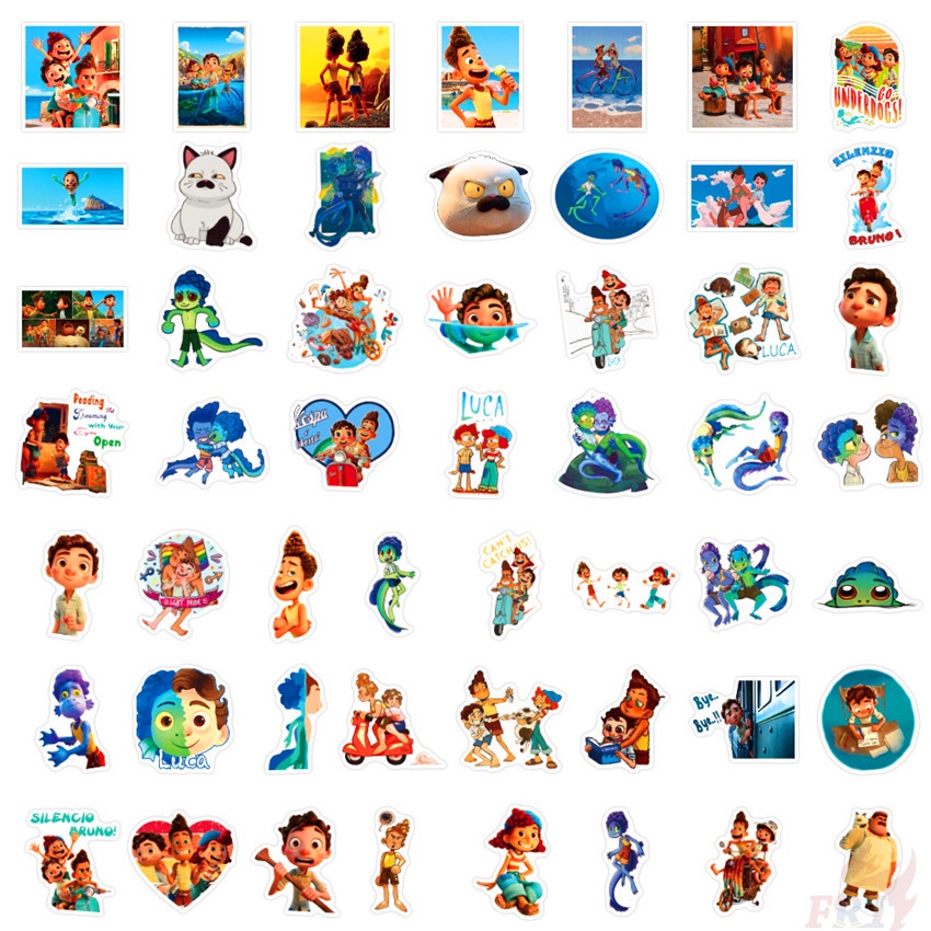 Set 50 Hình Dán Họa Tiết Hoạt Hình Luca Series 02 Chống Thấm Nước Trang Trí Vali / Ván Trượt / Laptop DIY