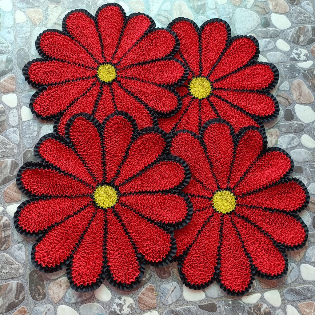 Thảm lau châm thảm trang trí hoa cúc size 60cm thảm phòng khách thảm phòng ngủ