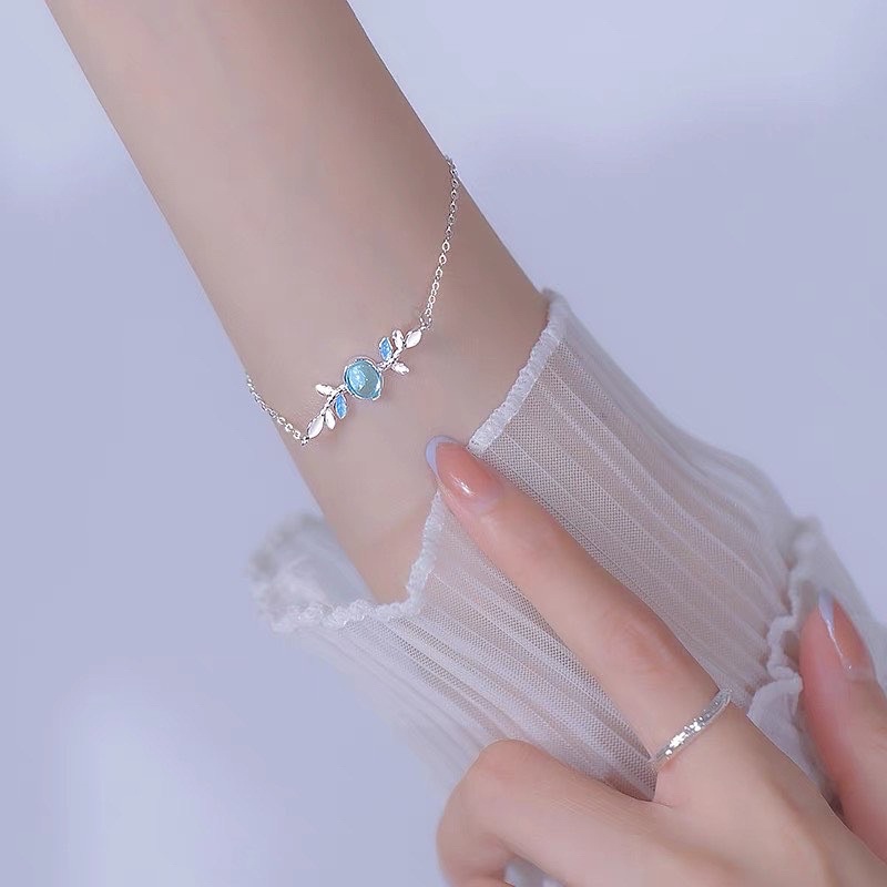 Bộ trang sức dây chuyền-lắc tay nhẫn tiên cá biển xanh