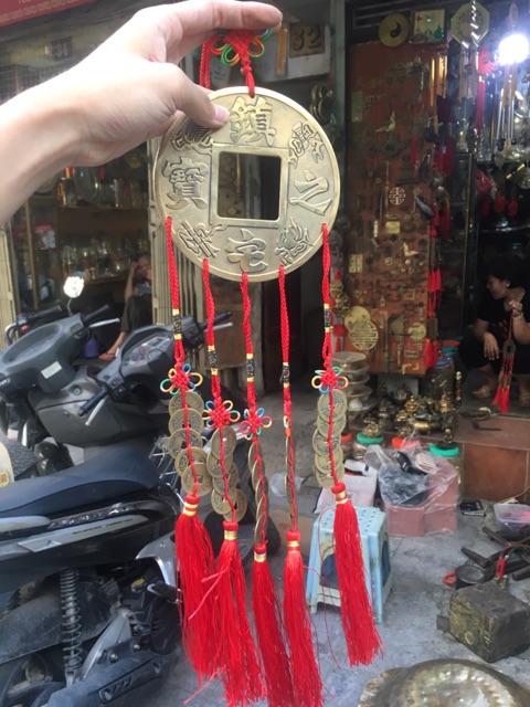 Đồng Xu Trấn Trạch / Chiêu Tài Cỡ Đại bằng đồng xâu dây tiền ngũ đế phong thủy tài lộc