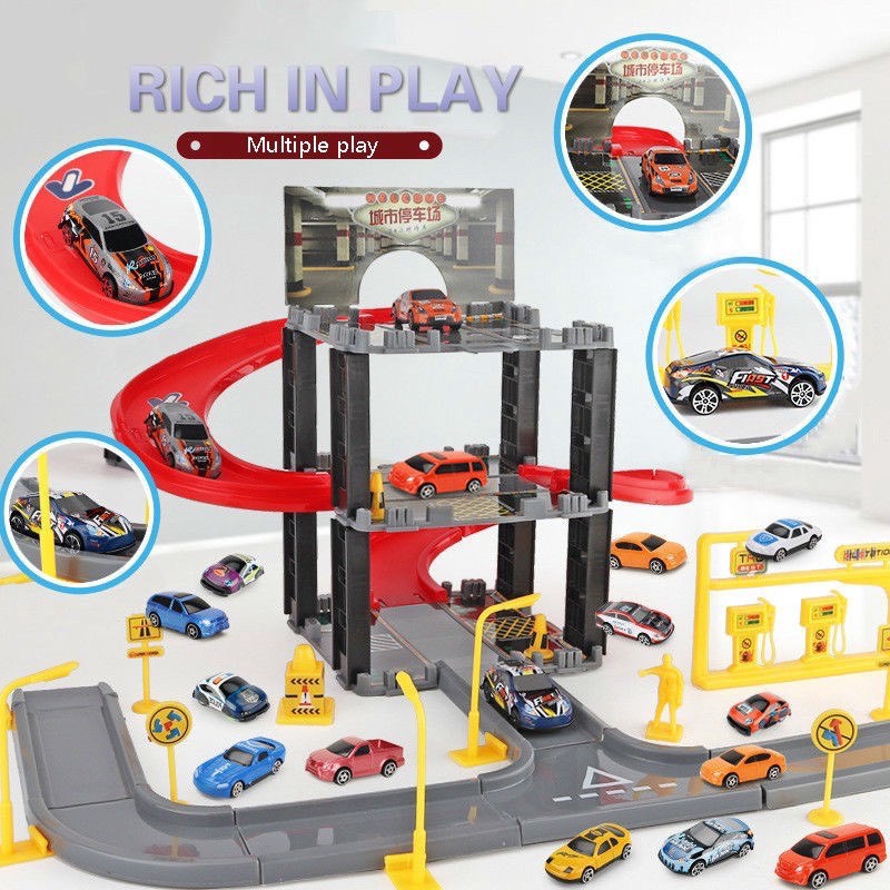 Mô Hình Đường Đua HotWheels Đồ Chơi Cho Trẻ Em Phát Triển Tư Duy Sáng Tạo Mô Phỏng Bãi Đậu Xe Đỗ Xe Quà Tặng Cho Bé