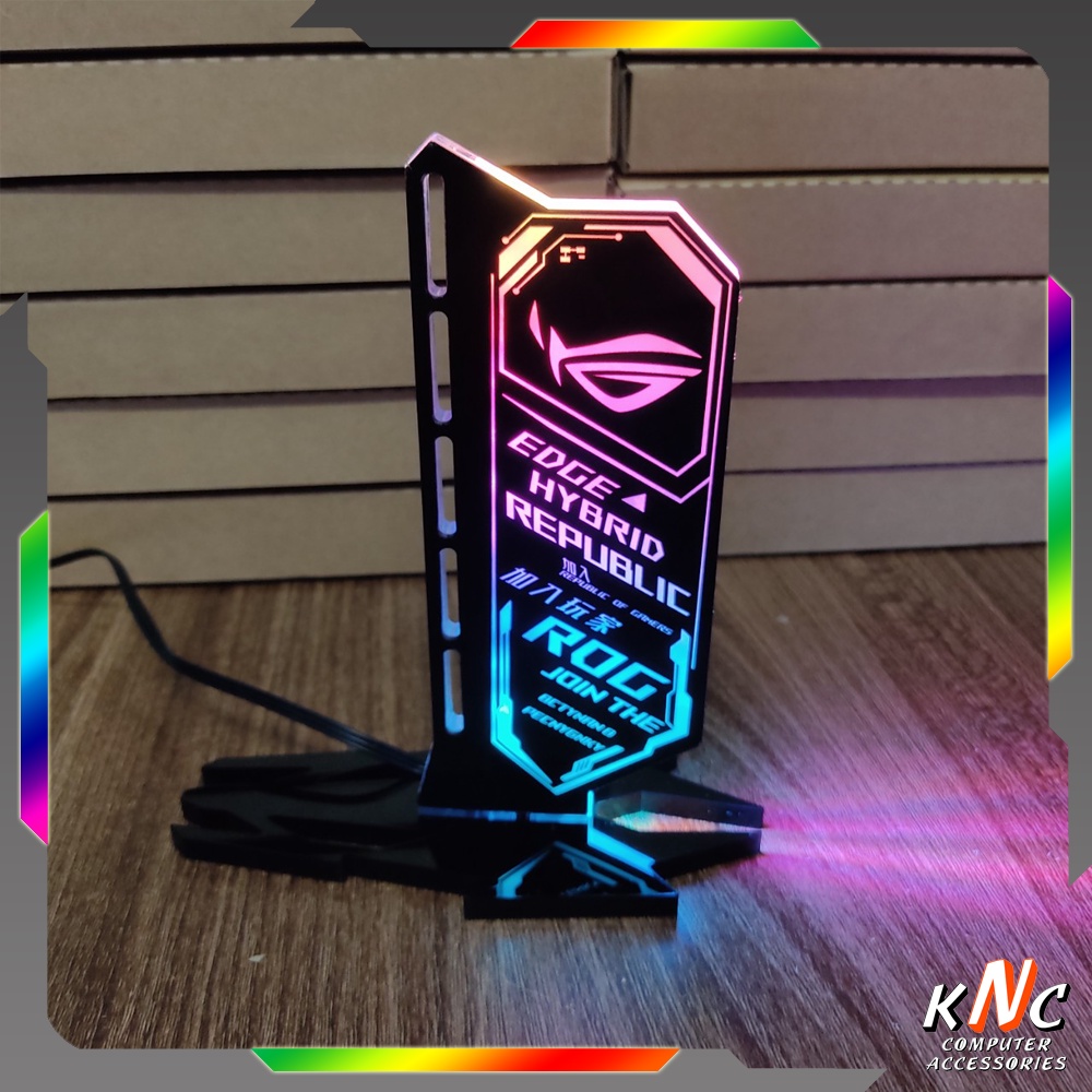 Giá Đỡ VGA Họa Tiết ROG Đạng Đứng Tích Hợp Led RGB Đồng Bộ Hub Coolmoon