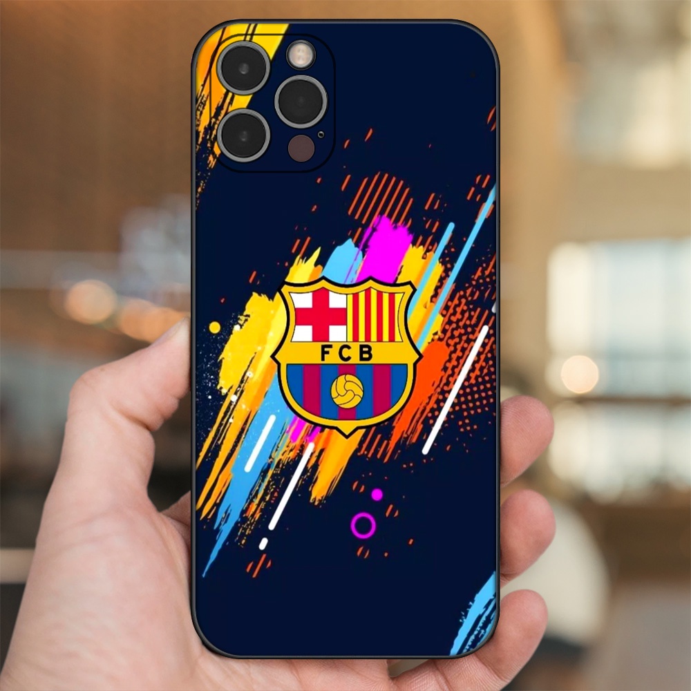 Ốp lưng iPhone 12 Pro dẻo đen cạnh vuông in hình Barcelona Barca