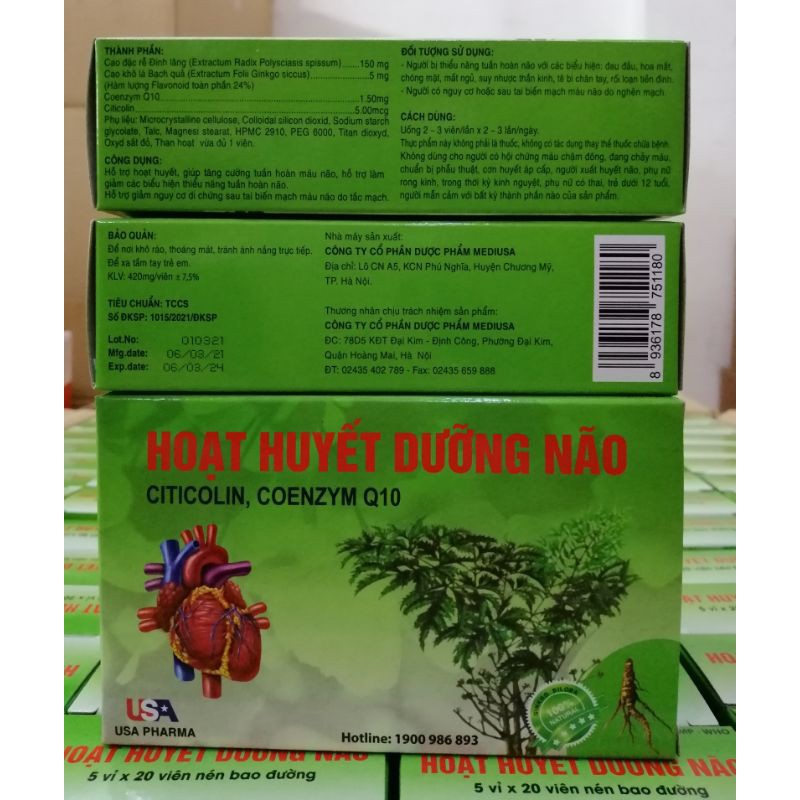 Hoạt huyết dưỡng não, hỗ trợ hoạt huyết, tăng cường tuần hoàn máu não.