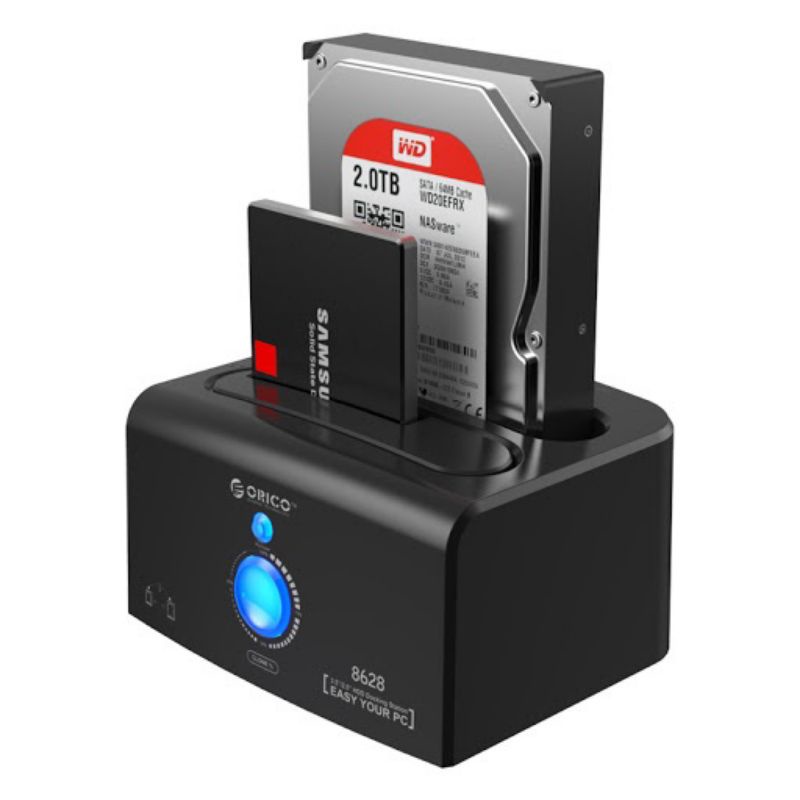 Đế Cắm ổ Cứng Đôi 3.0 (2 Khe Cắm) cho Ổ 2.5" và 3.5" Orico 8628US3-C (Hỗ Trợ Clone)