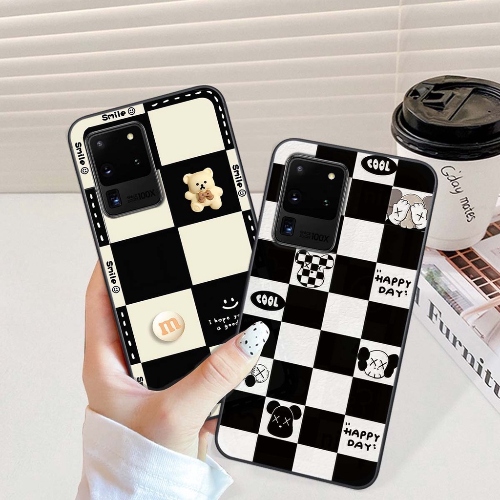 Ốp Samsung S20 Ultra gấu Bear rick caro vuông thời trang siêu đẹp