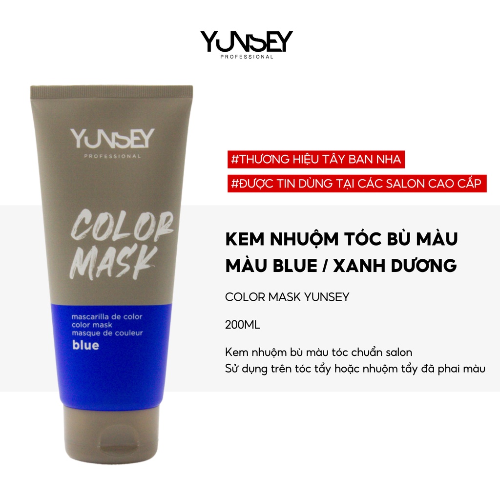 Kem nhuộm dưỡng tóc màu Xanh Dương Blue Color Mask Yunsey 200ml