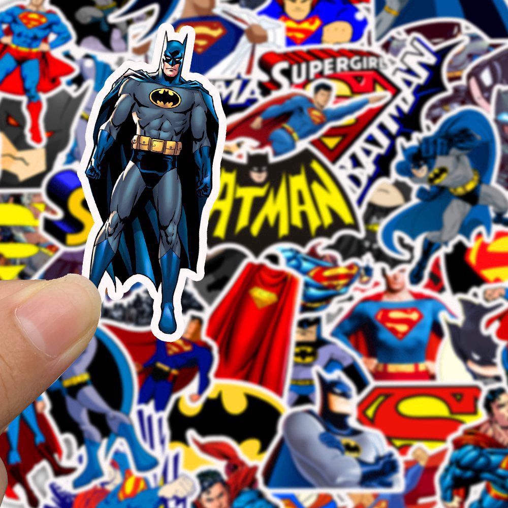 Sticker Set 45 miếng dán Graffiti hình Batman và Superman trang trí đa năng