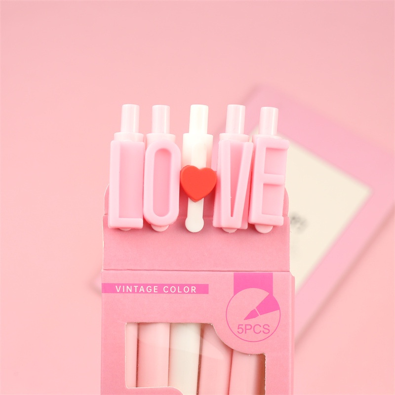 Bộ 5 Bút Mực gel Ngòi 0.5mm Mực Đen Thiết Kế Sáng Tạo Chất Lượng Cao