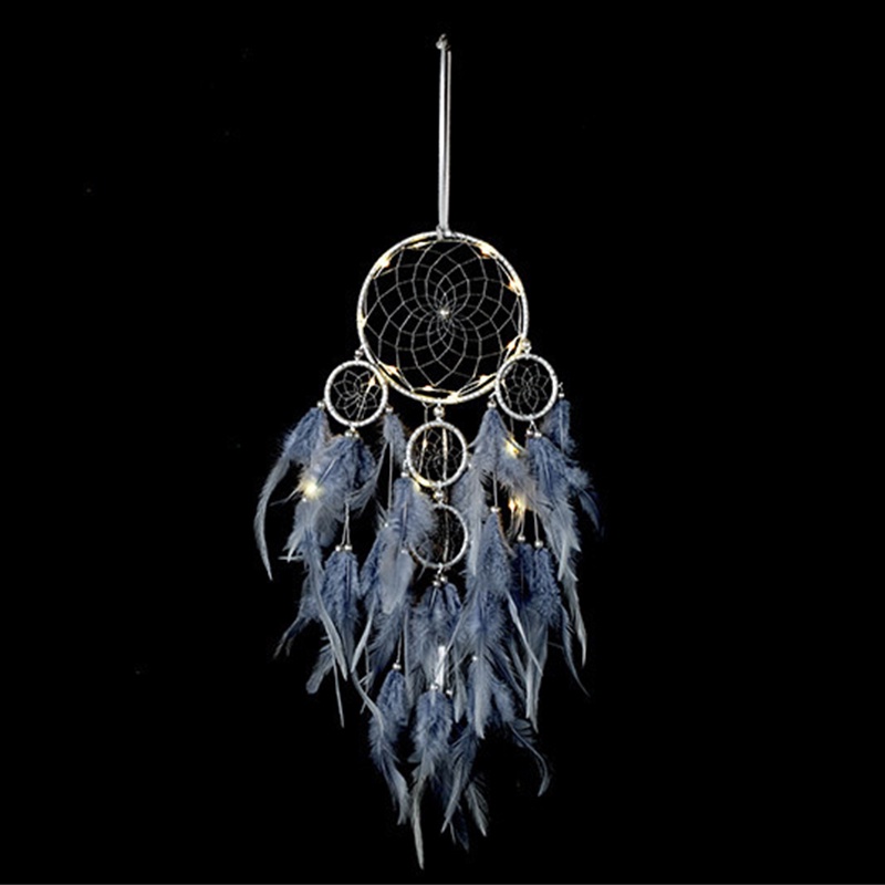 Dreamcatcher Bằng Sắt Đính Lông Vũ Và Ngọc Trai Tinh Tế Trang Trí Nội Thất Tặng Kèm Móc Treo Dán Tường