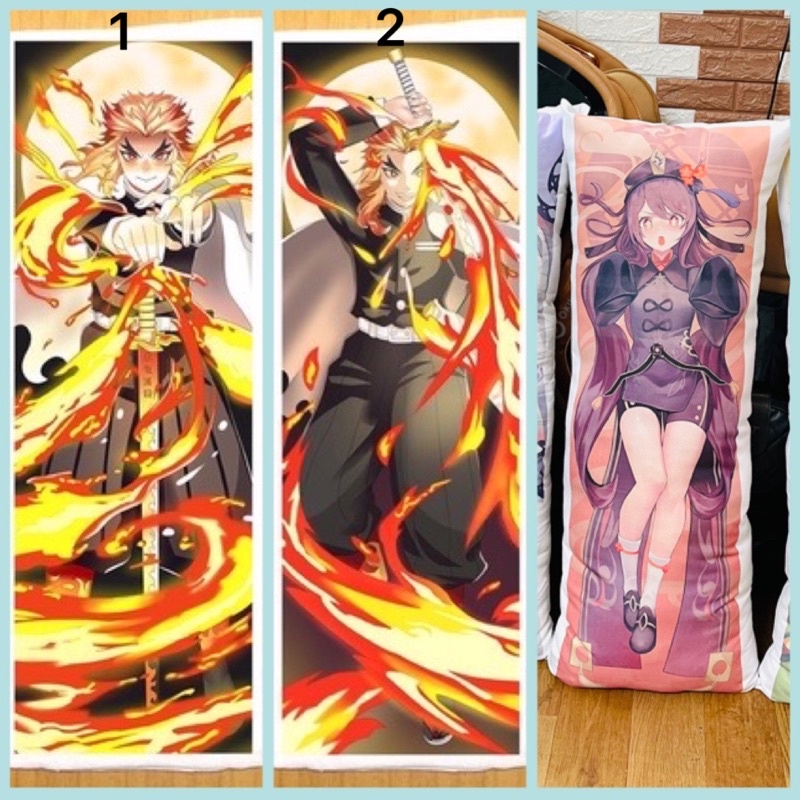 Gối ngủ Rengoku Kyoujurou dài 40cm x 1m /Gối ôm dài Viêm trụ kimetsu no yaiba