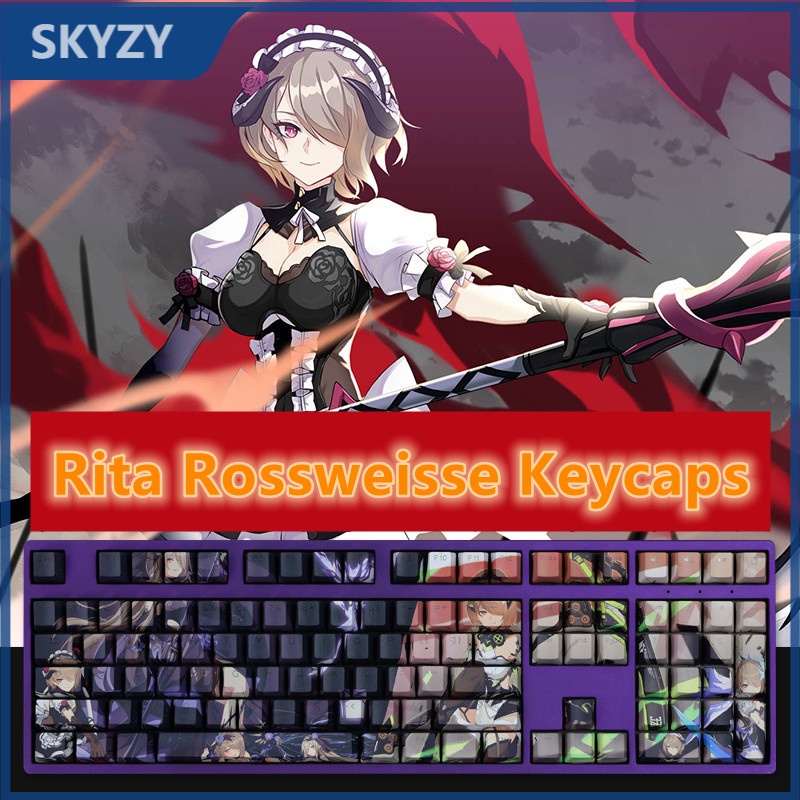 Rita Rossweisse Keycaps OEM Profile Honkai Impact 3 Anime PBT Dye Sub Bàn phím cơ RGB Keycap
