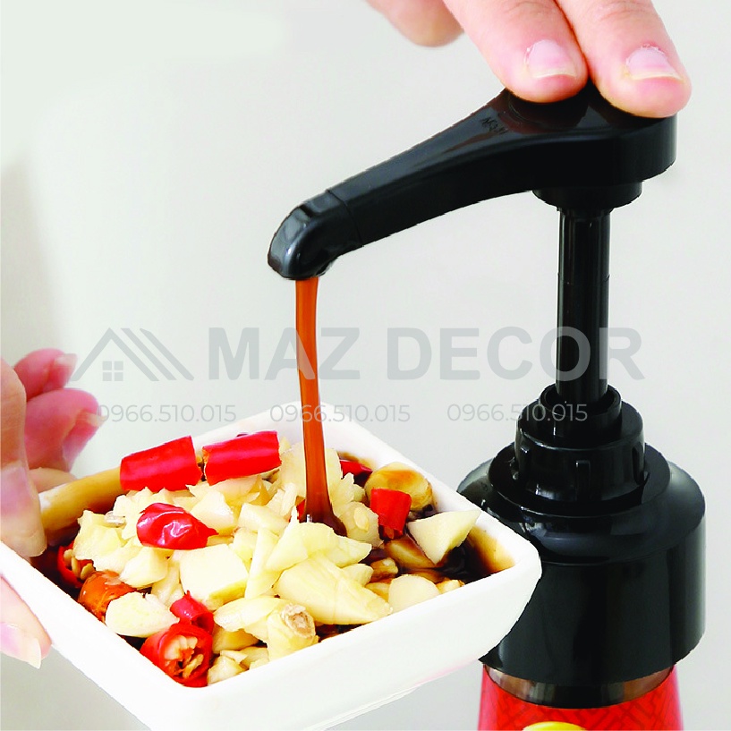 Vòi nhựa bơm siro- Vòi nhấn MÀU ĐEN, cho dầu ăn vào chai, nước sốt gia vị