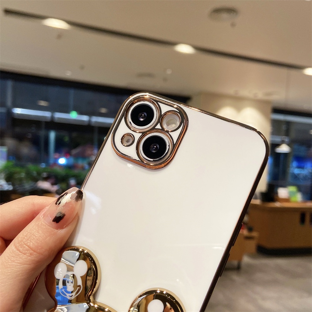Ốp Điện Thoại Silicon Mềm Mạ Điện Sang Trọng Có Giá Đỡ Hình Chuột Cho IPhone 13 12 Pro MAX 11 Pro MAX 13pro XS MAX X XR