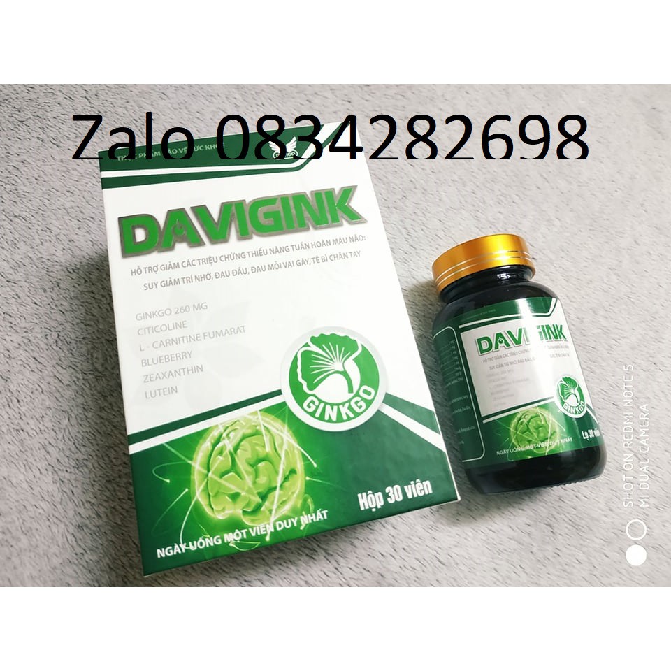 ✔️️️Ginko Davigink hoạt huyết dưỡng não thảo dược hộp 30 viên Davico