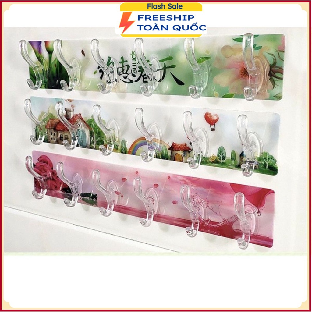 PVN24681 Thanh Treo Đồ Dán Tường 6 Móc Liền Mạch 3D T2 .