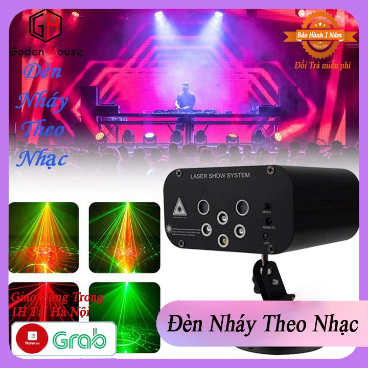 Đèn chớp theo nhạc thông minh Goden House cao cấp, đèn laser cảm biến thay đổi hình ảnh màu sắc theo giai điệu nhạc