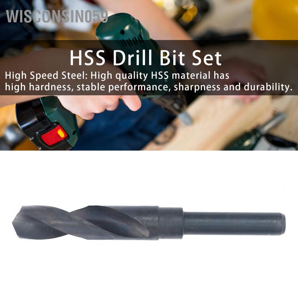 Wisconsin059 19mm Drill Bit 1/2in Shank High Speed Steel HSS Black Reduced Twist Bits