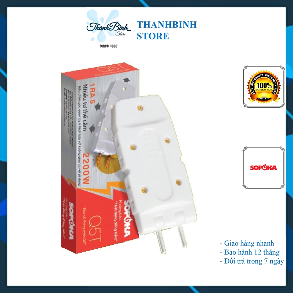 Ổ CHIA ĐIỆN/ PHÍCH CẮM ĐIỆN THÔNG MINH 1 CHIA RA 5 SOPOKA CHỊU TẢI 2200W