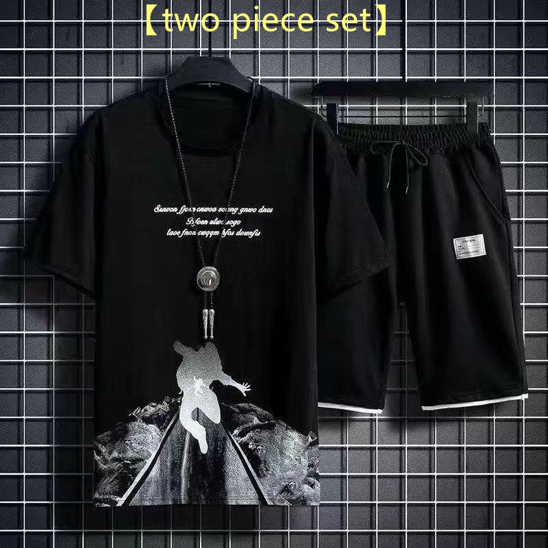 Bộ Đồ Thể Thao Áo Thun Cổ Thuyền Dáng Rộng In Họa Tiết Thời Trang Mùa Hè Cho Nam Cỡ Lớn [M-3XL]