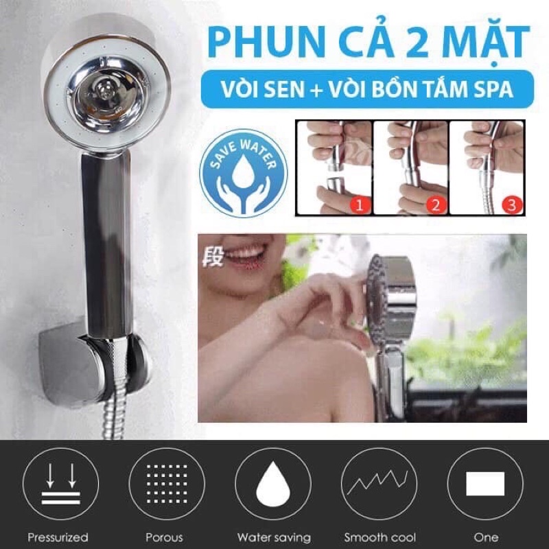 Vòi sen tắm tăng áp 2 mặt - Phun sương mát xa cơ thể loại 1