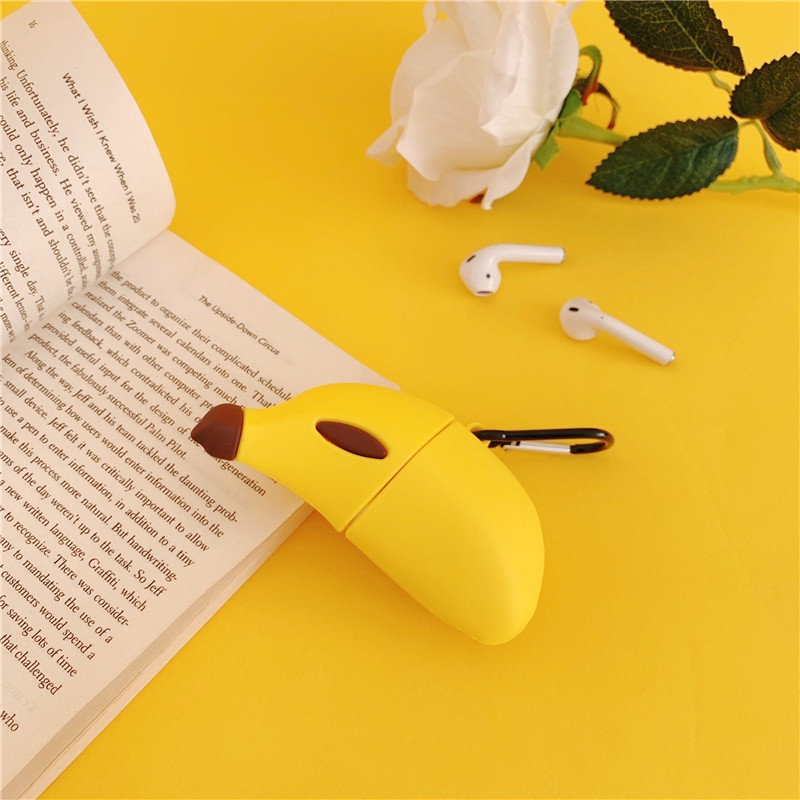 Vỏ bảo vệ tai nghe bluetooth Airpods bằng Sillicone dẻo, ốp Case cute, Airpods 1/2/pro - CHUỐI VÀNG