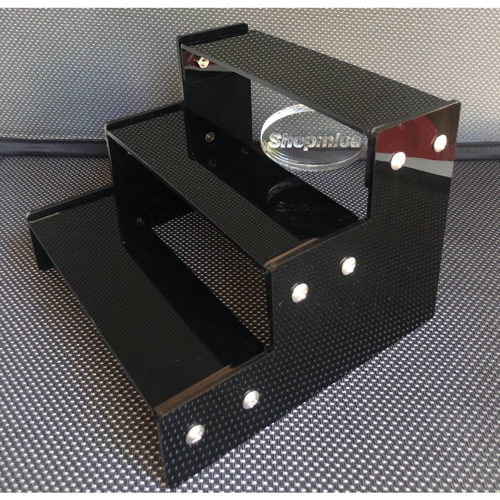 Kệ Bậc Thang Mica Đen Nhiều Tầng Trưng Bày Sản Phẩm Mô Hình