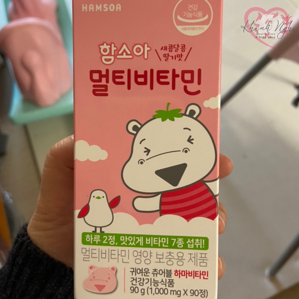 Kẹo Bổ Sung Đa Vitamin Dành Cho Trẻ Em Hamsoa Multi-Vitamin (Kẽm, Canxi, Mangan, ABCD), Sản Xuất Tại Hàn Quốc, Hương Dâu