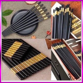 Set 10 đôi đũa hợp kim mạ vàng