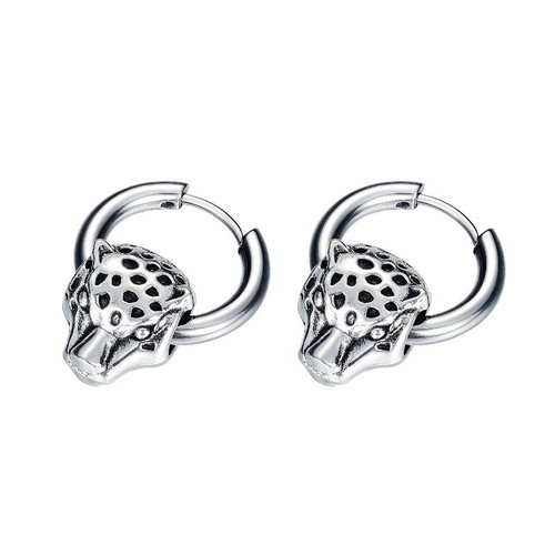 Bông Tai Nam Khoen Tròn Hình Con Báo Titan Ko Đen TT 3036