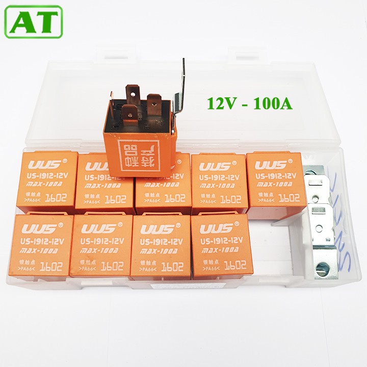 Hộp 10 Rơ Le 4 Chân 12V 100A hoặc 24V 100A Màu Cam