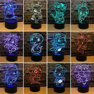 [Freeship] Đèn ngủ 3D 12 con giáp đổi màu