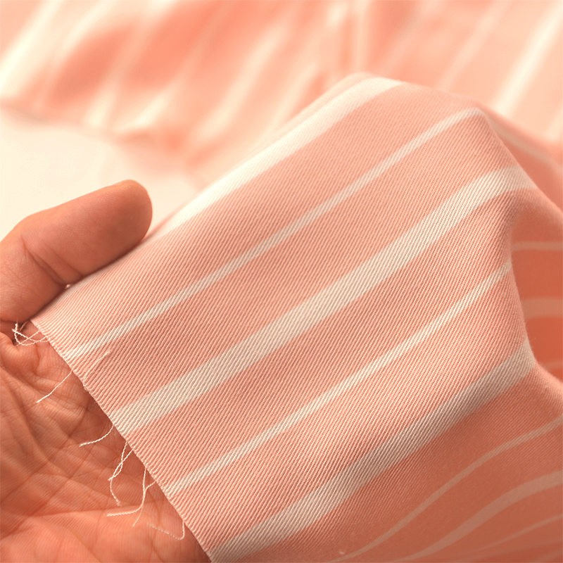 Vải Cotton Họa Tiết Kẻ Sọc Màu Hồng Dùng May Sườn Xám / Đầm / Áo Choàng