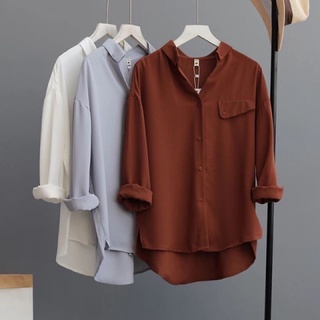 Ms35 áo sơ mi công sở nữ basic tay dài