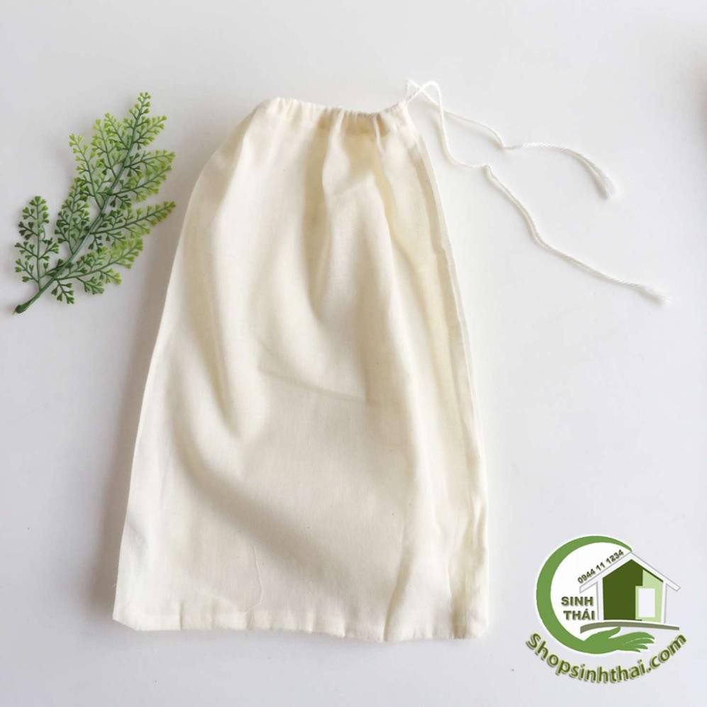 Túi lọc bằng vải cotton lanh màu kem - túi lớn 20x30cm - túi lọc bã làm sữa, lọc cafe, trà, túi đựng làm giò chả hấp