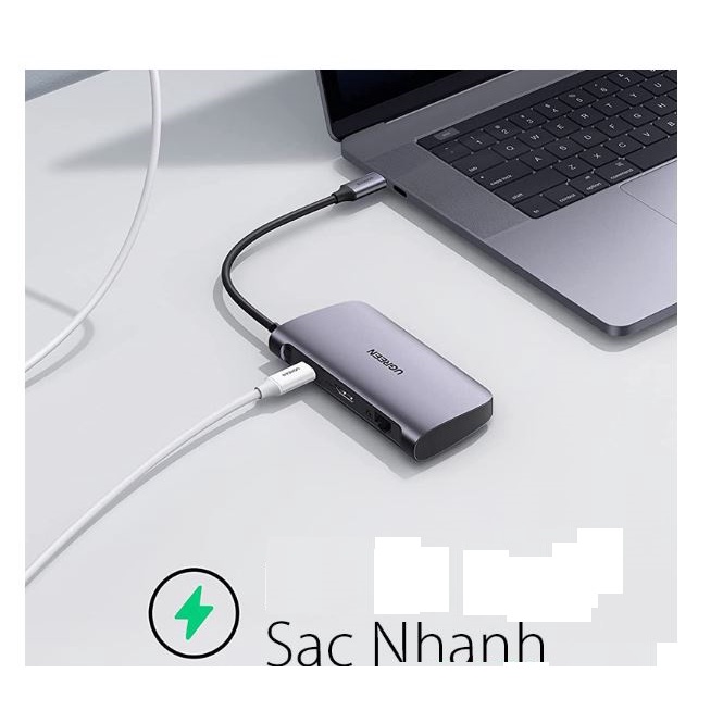 Bộ chia USB C to HDMI + USB 3.0 + LAN 1Gbps + TF/SD + PD Ugreen 50852