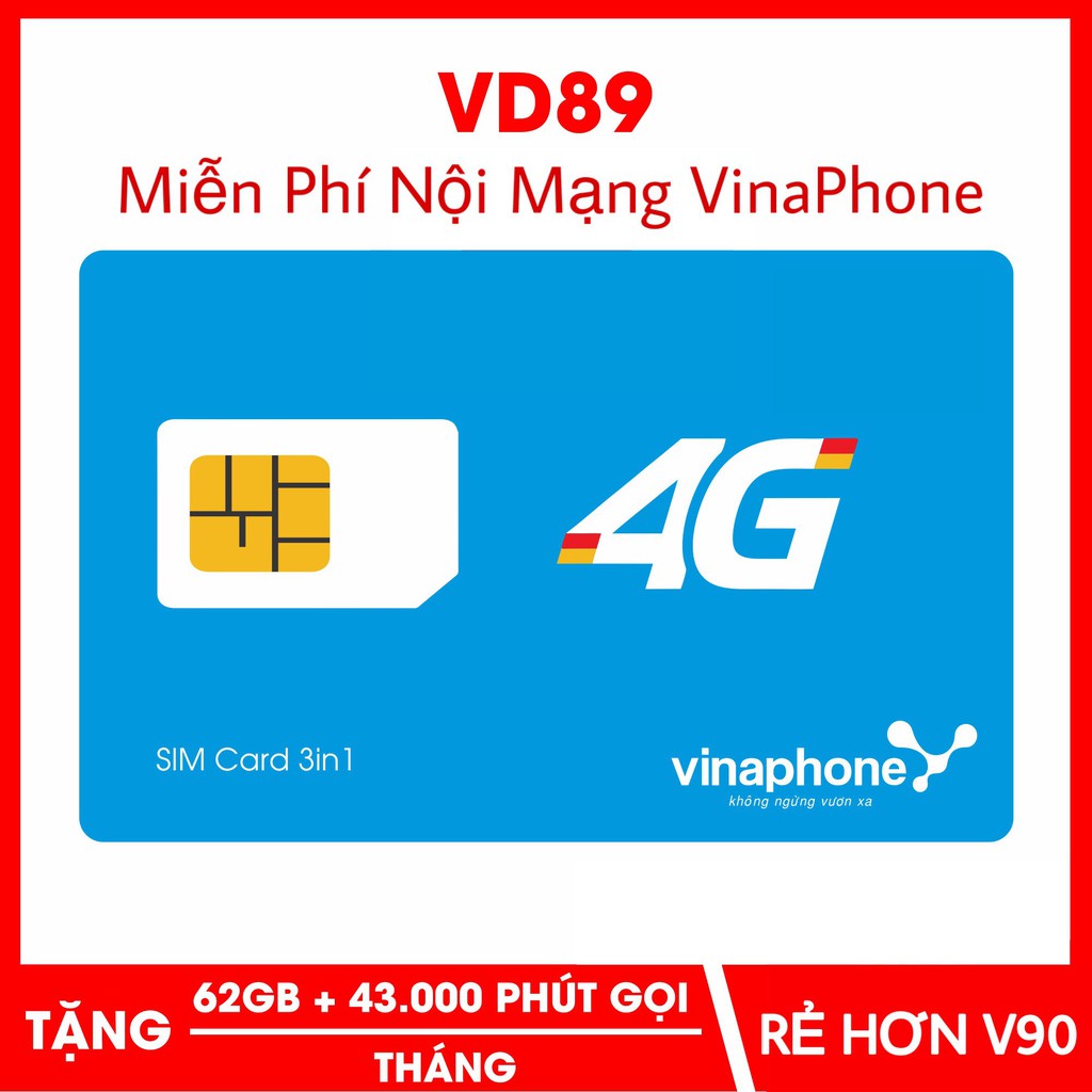 [GIÁ SỈ] SIM 4G Vinaphone VD89 Miễn Phí DATA Và Nghe Gọi Nội Mạng