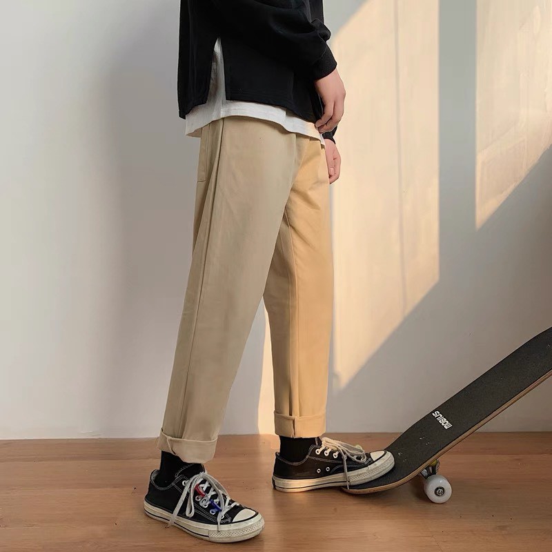 Quần Baggy Kaki unisex Basic nam nữ cạp chun ống rộng phong cách Hàn Quốc ulzzang QKK00 | BigBuy360 - bigbuy360.vn