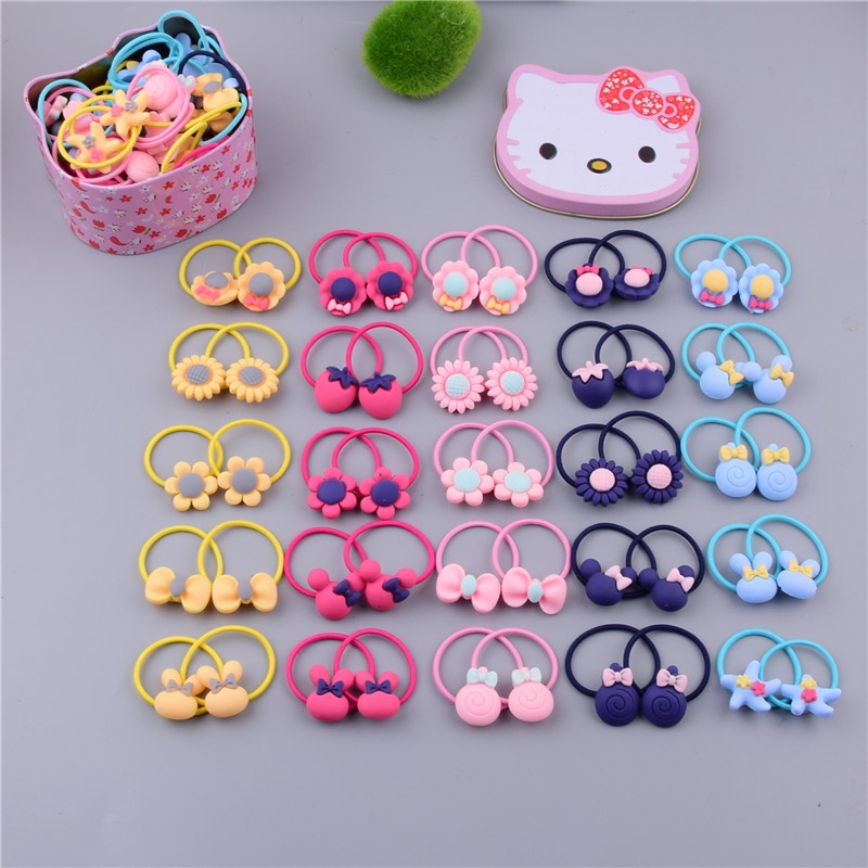 Bộ 10 dây cột tóc chất liệu co dãn xinh xắn cho bé gái