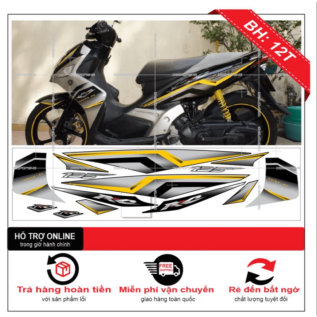 TEM XE NOUVO 4 LX RC 2009 XÁM ĐEN VÀNG -- SHIN DECAL 2