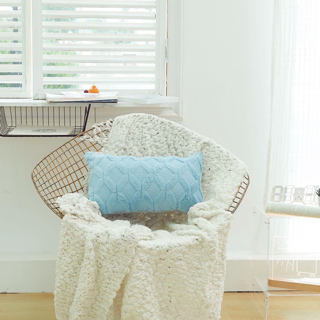 Vỏ Gối Chữ Nhật 30x50 cm Bằng Vải Cotton Mềm Họa Tiết Kẻ Sọc / Hình Thoi Màu Trơn Trang Trí Ghế Sofa